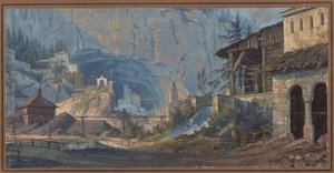 Eisenbergwerk in Katalonien. Außenansicht von Karl Friedrich Schinkel