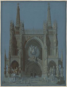 Fassade einer zweitürmigen gotischen Kathedrale von Karl Friedrich Schinkel