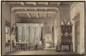 Faust. Drama von Johann Wolfgang von Goethe. Entwurf zu einer Dekoration. Gretchens Zimmer von Karl Friedrich Schinkel