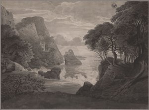 Felsige Küstenlandschaft mit einem Schloss von Karl Friedrich Schinkel