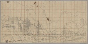 Landschaft aus dem Tal von Chamonix in der heutigen Region Rhône-Alpes in Frankreich von Karl Friedrich Schinkel
