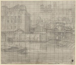 Malbork bei Danzig. Die Marienburg in früheren Zeiten, von der Nogat aus gesehen von Karl Friedrich Schinkel