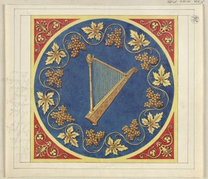 Medailonentwurf mit goldener Harfe von Karl Friedrich Schinkel