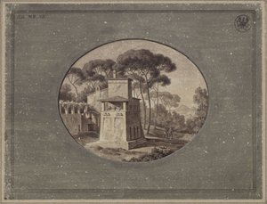 „Meierei im Pinienhain der Villa Borghese bei Rom“ / Die Casa Cenci im Park der Villa Borghese in Rom von Karl Friedrich Schinkel