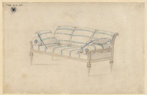 Potsdam-Sanssouci. Schloss Charlottenhof. Sofa von Karl Friedrich Schinkel