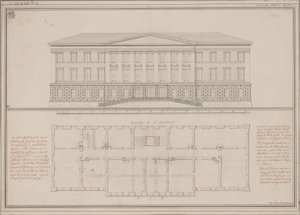 Ratibor (Racibórz). Entwurf zum Oberlandesgericht. Aufriss und Grundriss von Karl Friedrich Schinkel