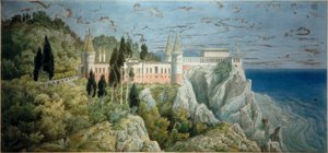 Schloss Orianda, Ansicht von Karl Friedrich Schinkel