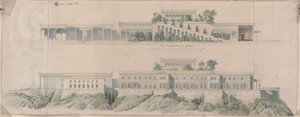 Schloss Orianda auf der Krim. Antikischer Entwurf. Längsschnitt, Seitenansicht von Karl Friedrich Schinkel
