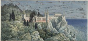 Schloss Orianda auf der Krim. Moskowitischer Entwurf. Ansicht von Karl Friedrich Schinkel