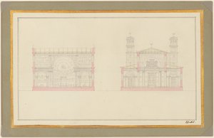 Abschnitt des Kreuzgangs und das Westende einer Kathedrale für Berlin von Karl Friedrich Schinkel