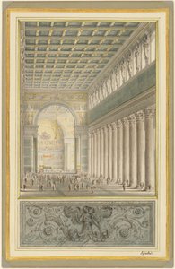 Das Kirchenschiff, die Apsis und das Querschiff einer Kathedrale für Berlin von Karl Friedrich Schinkel