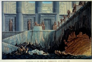 Theaterdekoration für die Zauberflöte (Oper „Die Zauberflöte“ von Wolfgang Amadeus Mozart). Gravur von Karl Schinkel (1781-1841) von Karl Friedrich Schinkel