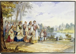 Russische Bäuerinnen im Festkleid von Karl Ivanovich Kolmann