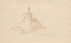 Das alte Schloss Gutenfels bei Kaub am Rhein von Karl Julius Von Leypold