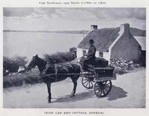Irischer Wagen und Hütte, Donegal (s/w Foto) von Karl Karlovich Piratsky