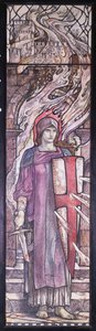 Tapferkeit: Entwurf für Glasmalerei in der All Saints Church, Eastchurch, Isle of Sheppey, ca. 1912 von Karl Parsons