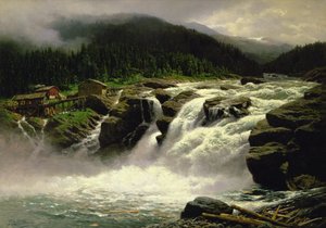 Norwegischer Wasserfall, bei Lofor in Valders