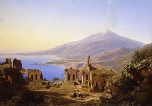Teatro Greco, Taormina, mit Ätna im Hintergrund, 1852