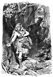 Eine teutonische Jungfrau von Römern verfolgt, um 1880-1882