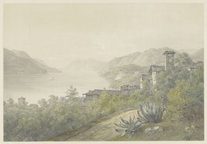 Blick aus dem Park von Bellagio am Comer See von Karoly Lajos Libay