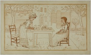Teegesellschaft für zwei im Freien von Kate Greenaway
