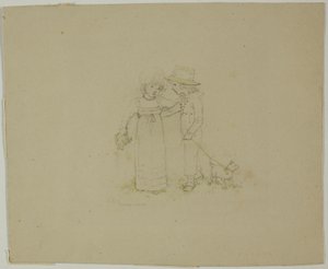 Zwei Kinder mit Hund von Kate Greenaway