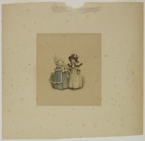 Zwei kleine Mädchen in Pelzbesetzten Mänteln von Kate Greenaway