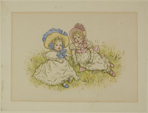 Zwei kleine Mädchen mit Hauben von Kate Greenaway