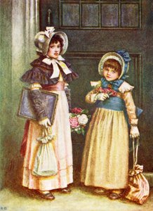 Zwei Mädchen gehen zur Schule von Kate Greenaway von Kate Greenaway