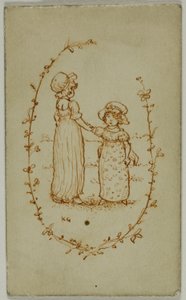 Vignette von zwei Mädchen (recto); Athena (verso)