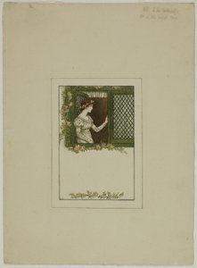 Frau am Gitterfenster von Kate Greenaway