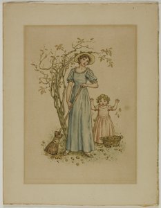 Frau mit Besen und kleines Mädchen von Kate Greenaway