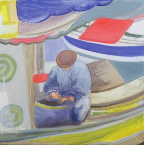 Griechischer Fischer am Ende des Tages von Kate Yates