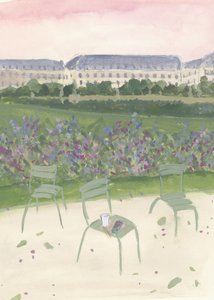 Paris Garten Aquarell Illustration