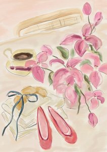 Stillleben Aquarellillustration mit Ballerinas