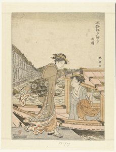 Bei der Ryogoku-Brücke (Fuzoku Edo sunago) von Katsukawa Shuncho