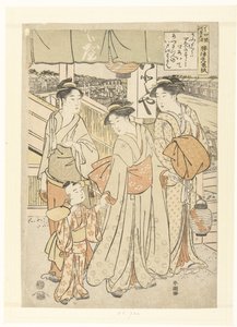 Genießen der Abendbrise am Fluss in Shijo, Kyoto von Katsukawa Shuncho