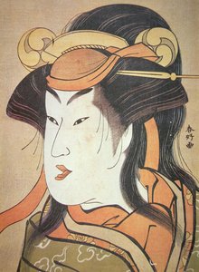 Kopf eines japanischen männlichen Schauspielers in Frauenrolle, ca. 1787-88 von Katsukawa Shuncho