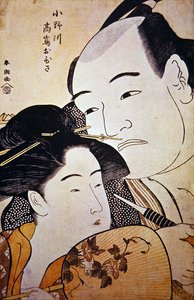 Der japanische Wrestler Onagawa und das Teestubenmädchen Ohisa, um 1792 von Katsukawa Shuncho