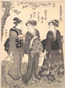 Zwei Frauen begleitet von einer Magd, 1780-1795 von Katsukawa Shuncho