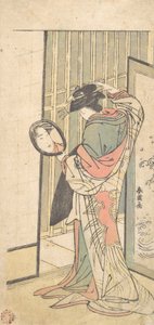 Eine Kurtisane betrachtet ihr Spiegelbild in einem Handspiegel, ca. 1787