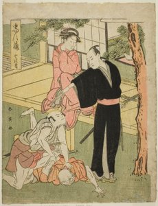 Akt Sieben: Das Ichiriki-Teestube aus dem Stück Chushingura (Schatz der siebenundvierzig treuen Vasallen) von Katsukawa Shun