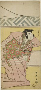 Schauspieler Sawamura Sôjûrô III als Oda Kazusanosuke Harunaga in „Muromacho-Chronik in Kana-Schrift“ („Kanagaki Muromachi bundan“) von Katsukawa Shun