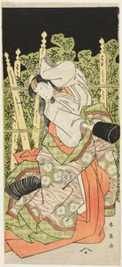 Schauspieler Segawa Kikunojô III möglicherweise als Ono no Komachi in „Komachi Village: Neujahr im Theater“ von Katsukawa Shun