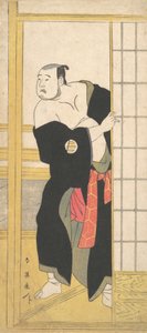 Asao Tamesaburo als kräftiger Mann mit grünem Kimono, ca. 1795