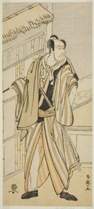 Der Schauspieler Ichikawa Ebizo (Danjuro V) als Banzui Chobei im Stück Gozen-gakari Sumo Soga, aufgeführt im Kawarazaki-Theater im zweiten Monat, 1793 von Katsukawa Shun