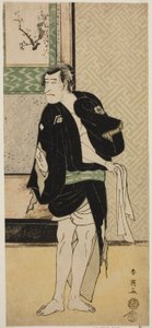 Der Schauspieler Ichikawa Komazo II als Soga no Dozaburo verkleidet als der Raufbold Tobei (?) im Stück Haru no Nishi Date-zome Soga (?), aufgeführt im Nakamura Theater (?) im ersten Monat, 1790 (?) von Katsukawa Shunei