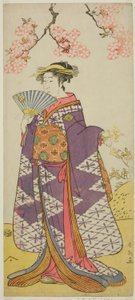 Der Schauspieler Ichikawa Komazo II als Geist von Lady Shiragiku im Stück Hatsu Midori Saiwai Soga, aufgeführt im Kawarazaki-Theater im dritten Monat, 1791 von Katsukawa Shun