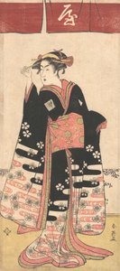 Der Schauspieler Ichikawa Monosuke II in einer nicht identifizierten weiblichen Rolle