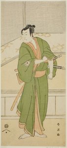 Der Schauspieler Iwai Hanshiro IV als Shirai Gompachi im Stück Gozen-gakari Sumo Soga, aufgeführt im Kawarazaki-Theater im zweiten Monat, 1793 von Katsukawa Shun